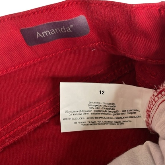 NWT Gloria Vanderbilt Amanda Capri Stretch Red Denim Jeans - Picture 9 of 11